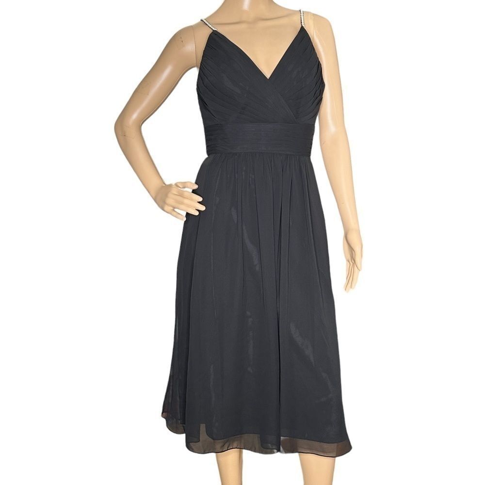 Jenny Packham Rhinestone Strap Short Bridesmaid Dress black NWT 8